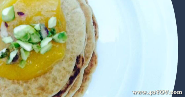 Pancakes with Mango Puree and Pistachio nuts, Pancake recipes, One Community